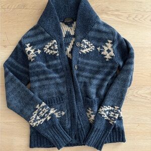 Women’s XS Pendleton Blue and Cream Cardigan Aztec western design